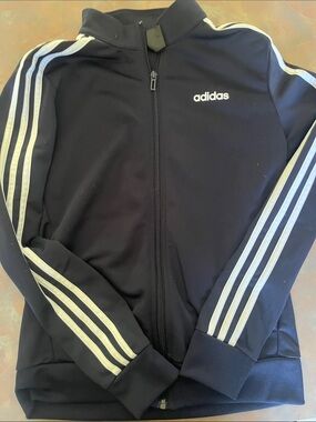 adidas Black Jacket with White Three-Stripes